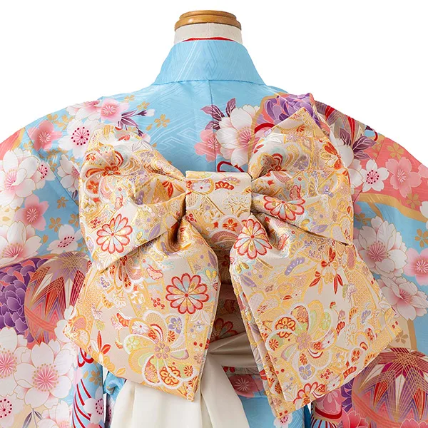 七五三レンタル(7歳女児結び帯)水色 鈴蘭 Z788