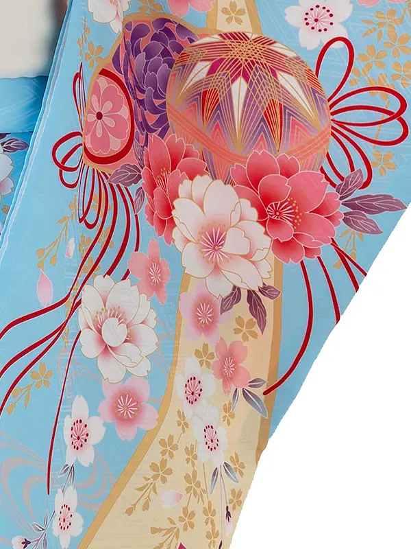 七五三レンタル(7歳女児結び帯)水色 鈴蘭 Z788