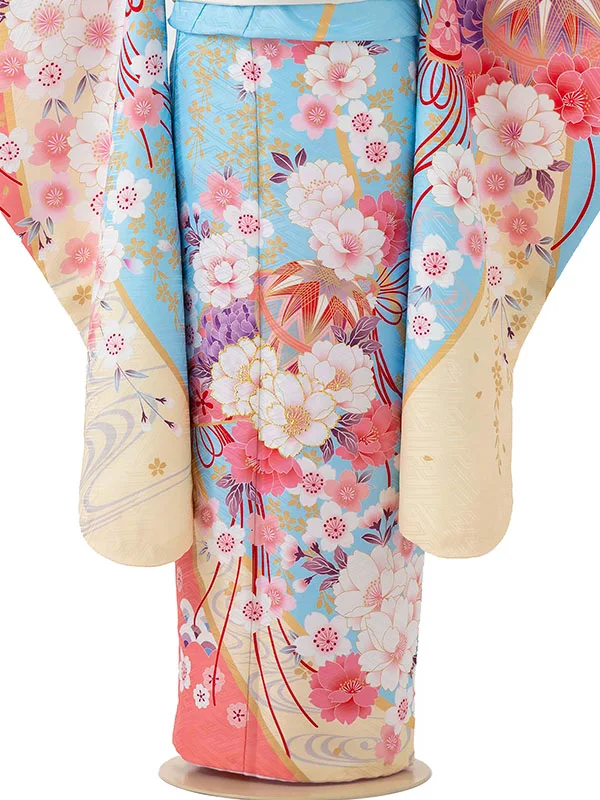 七五三レンタル(7歳女児結び帯)水色 鈴蘭 Z788