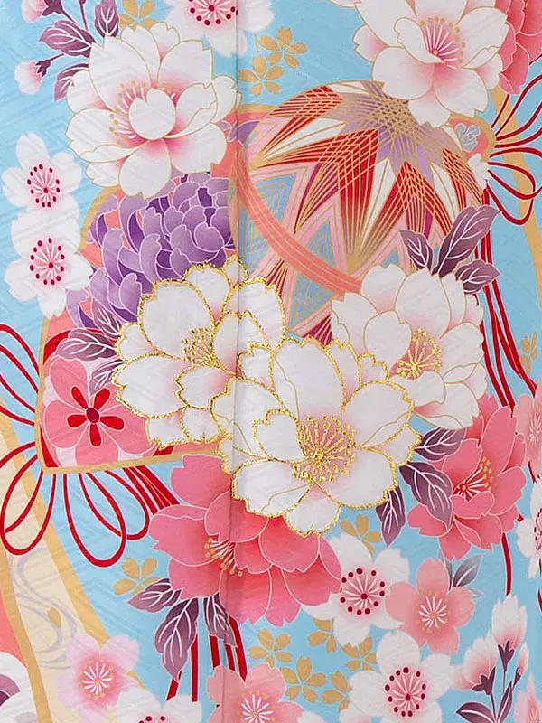 七五三レンタル(7歳女児結び帯)水色 鈴蘭 Z788