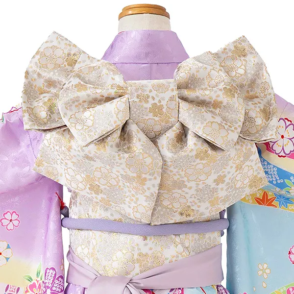 七五三レンタル(7歳女児結び帯)紫 鞠に熨斗 Z789