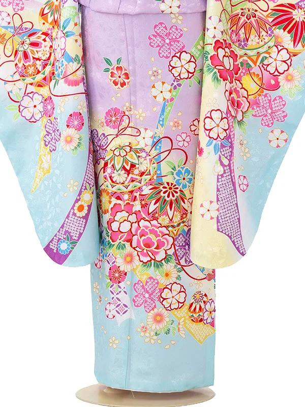 七五三レンタル(7歳女児結び帯)紫 鞠に熨斗 Z789