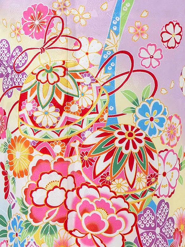 七五三レンタル(7歳女児結び帯)紫 鞠に熨斗 Z789