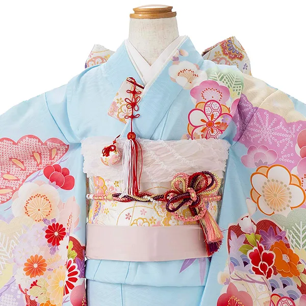 七五三レンタル(7歳女児結び帯)式部浪漫 水色 梅重ね Z791