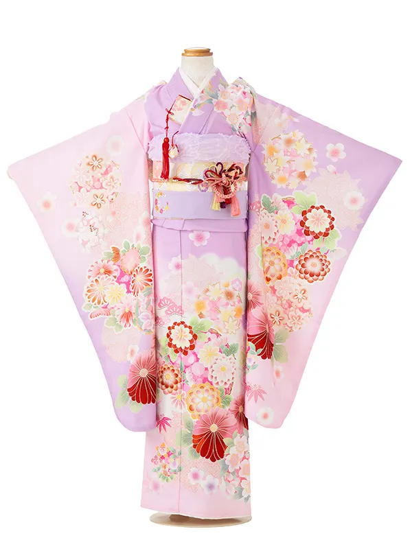 七五三レンタル(7歳女児結び帯)式部浪漫 藤色 雪輪 Z794