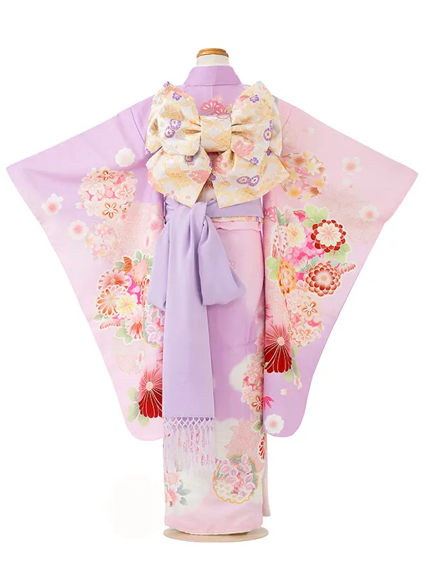 七五三レンタル(7歳女児結び帯)式部浪漫 藤色 雪輪 Z794