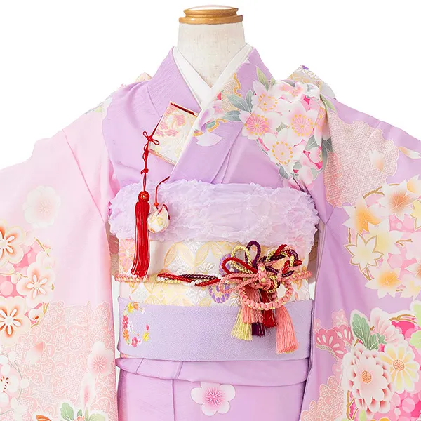 七五三レンタル(7歳女児結び帯)式部浪漫 藤色 雪輪 Z794