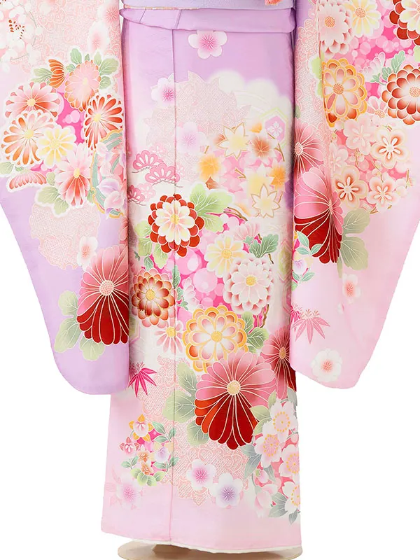 七五三レンタル(7歳女児結び帯)式部浪漫 藤色 雪輪 Z794