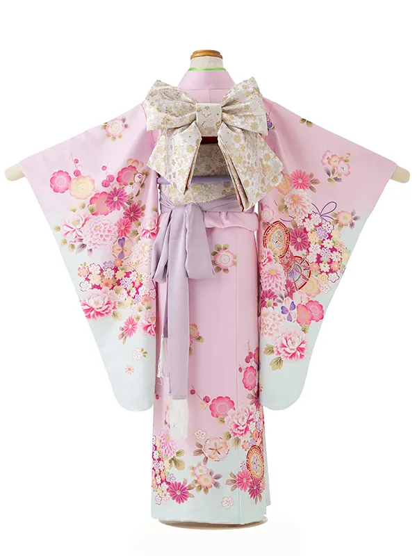 七五三レンタル(5歳女児結び帯) ピンク 鼓 四季花 Z798