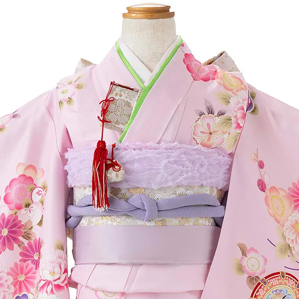 七五三レンタル(5歳女児結び帯) ピンク 鼓 四季花 Z798