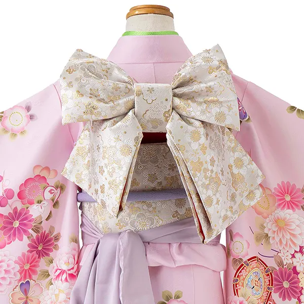 七五三レンタル(5歳女児結び帯) ピンク 鼓 四季花 Z798