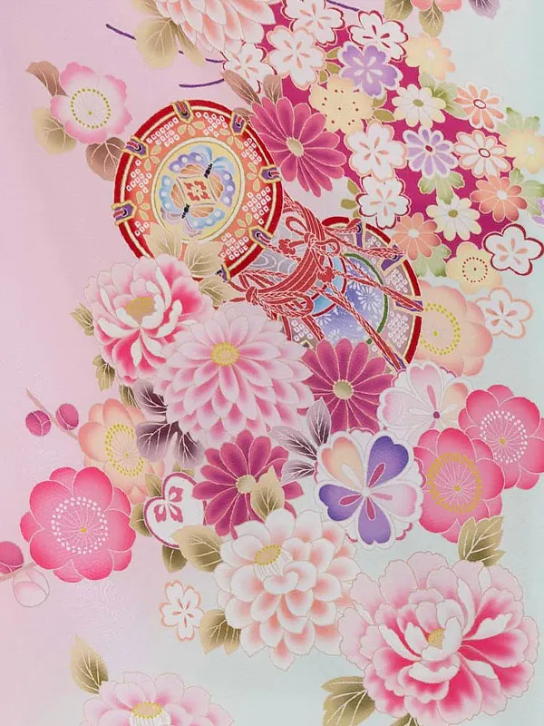 七五三レンタル(5歳女児結び帯) ピンク 鼓 四季花 Z798