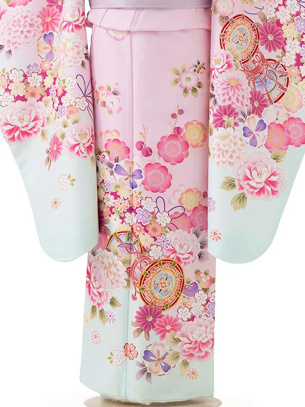 七五三レンタル(5歳女児結び帯) ピンク 鼓 四季花 Z798