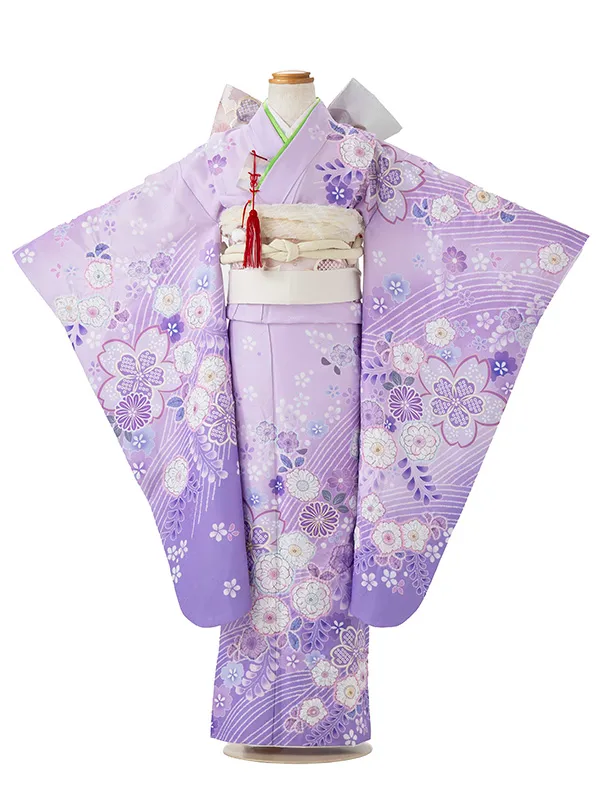 七五三レンタル(7歳女児結び帯) 紫 辻が花 Z804
