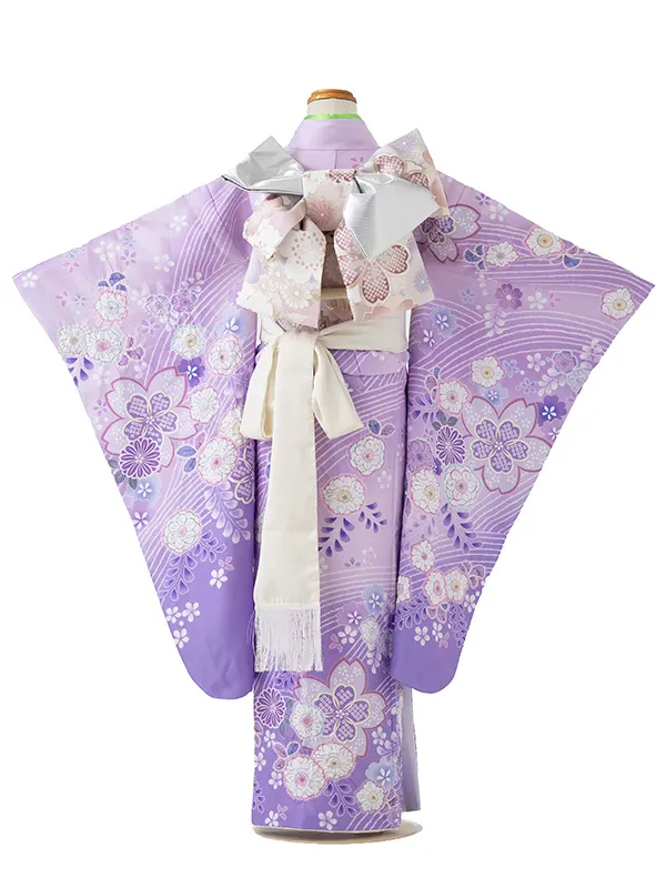 七五三レンタル(7歳女児結び帯) 紫 辻が花 Z804