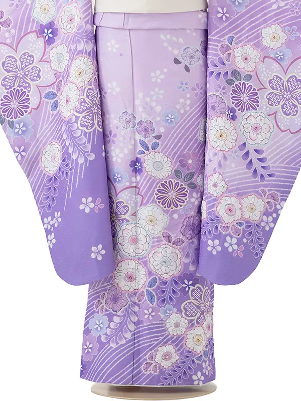 七五三レンタル(7歳女児結び帯) 紫 辻が花 Z804