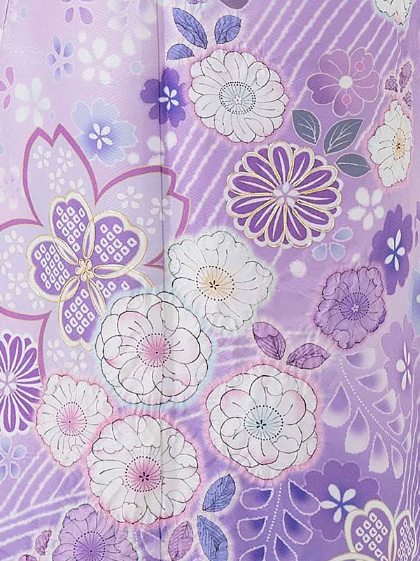 七五三レンタル(7歳女児結び帯) 紫 辻が花 Z804