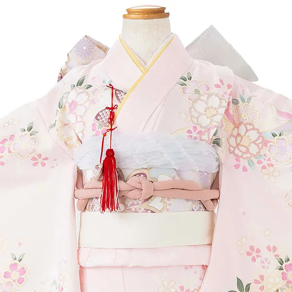 七五三レンタル(7歳女児結び帯) ピンク 桜にまり Z805