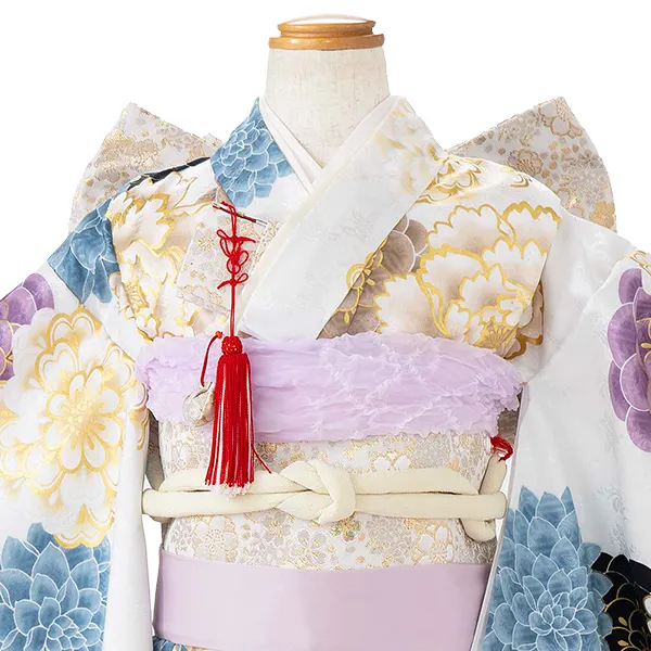 七五三レンタル(7歳女児結び帯)花わらべ 白 菊牡丹 Z818