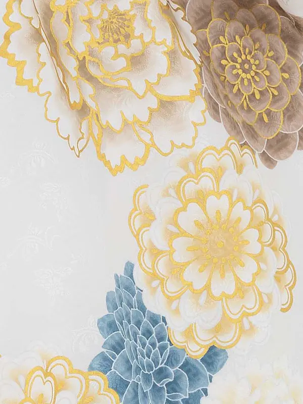 七五三レンタル(7歳女児結び帯)花わらべ 白 菊牡丹 Z818