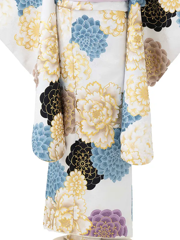 七五三レンタル(7歳女児結び帯)花わらべ 白 菊牡丹 Z818