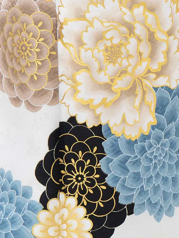 七五三レンタル(7歳女児結び帯)花わらべ 白 菊牡丹 Z818