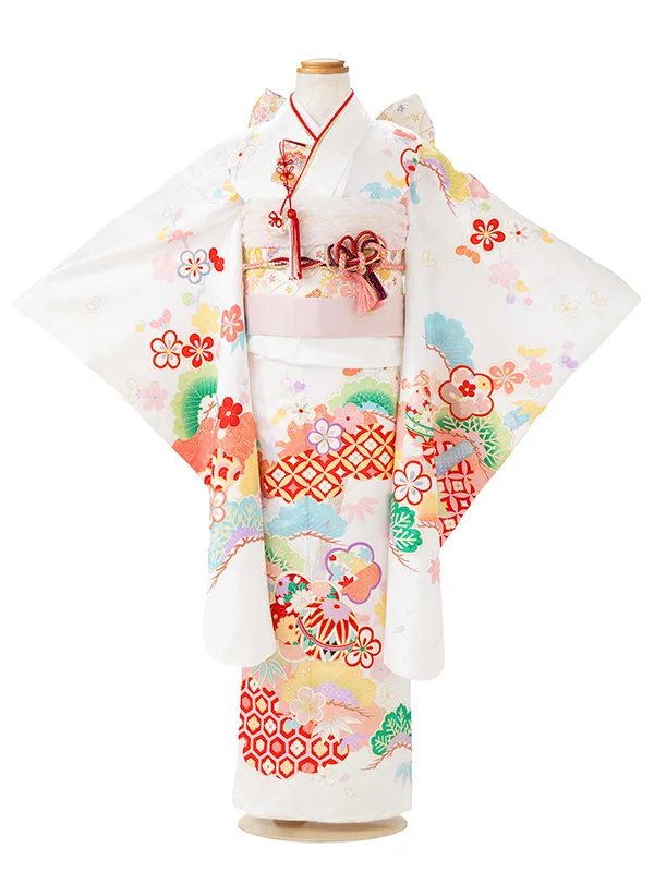 七五三レンタル(7歳女児結び帯)花うさぎ 瑞雲 梅まり Z821
