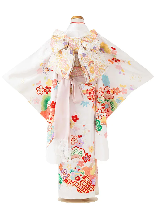 七五三レンタル(7歳女児結び帯)花うさぎ 瑞雲 梅まり Z821