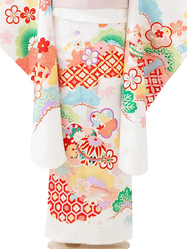 七五三レンタル(7歳女児結び帯)花うさぎ 瑞雲 梅まり Z821