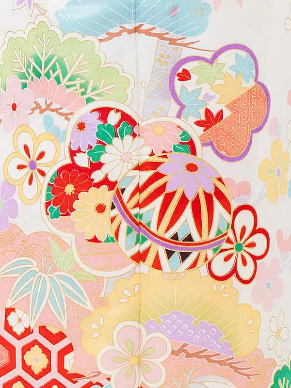 七五三レンタル(7歳女児結び帯)花うさぎ 瑞雲 梅まり Z821