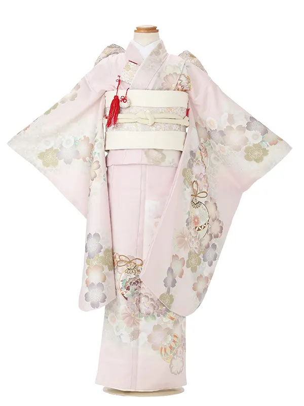 七五三レンタル(7歳女児結び帯)薄ピンク まりに桜 Z843
