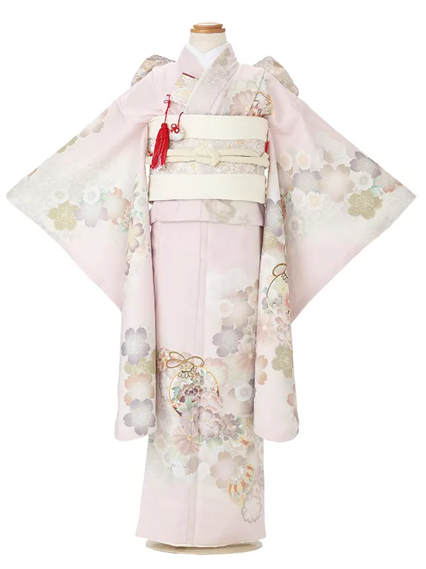 七五三レンタル(7歳女児結び帯)薄ピンク まりに桜 Z843