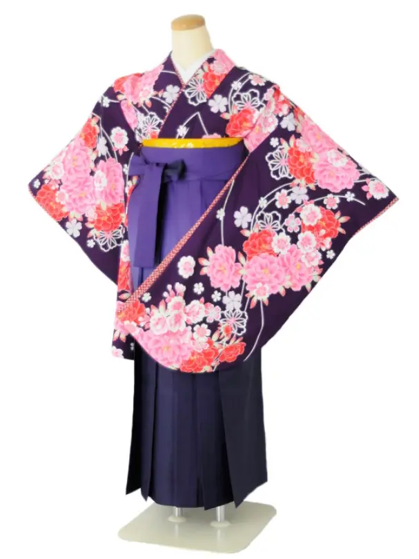 小学生卒業式袴女児c101Kansai紫牡丹×パープルぼかし