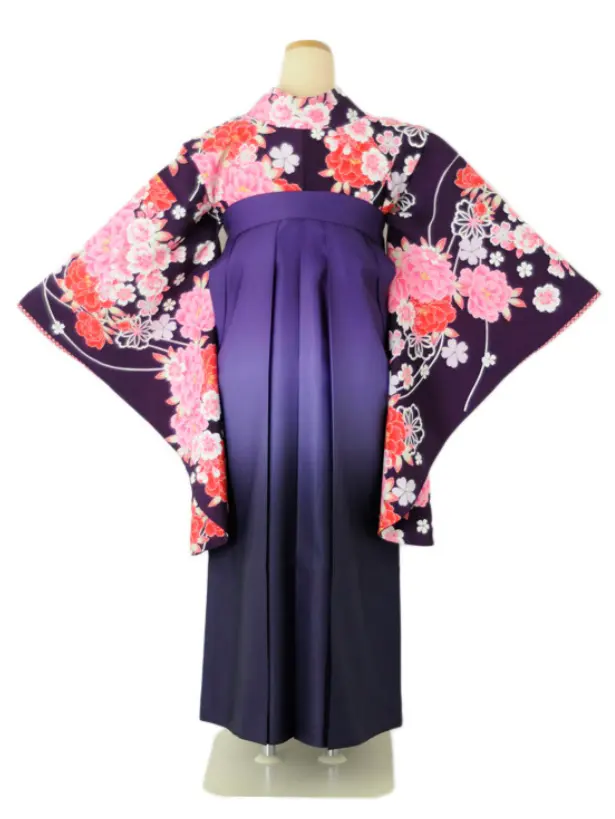 小学生卒業式袴女児 紫牡丹×パープルぼかし N001
