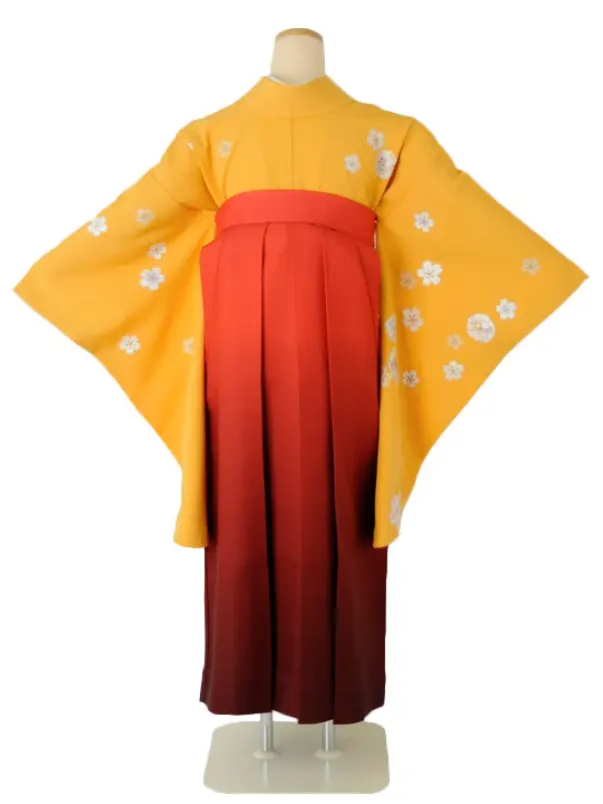 小学生卒業式袴女児 からし桜花紋×レッド桜 N010