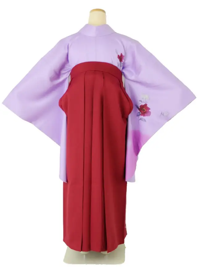 小学生卒業式袴女児 パステルパープル×レッド裾桜 N019