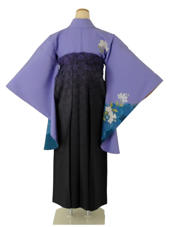 小学生卒業式袴女児 パープル白花桜×バラパープル N024