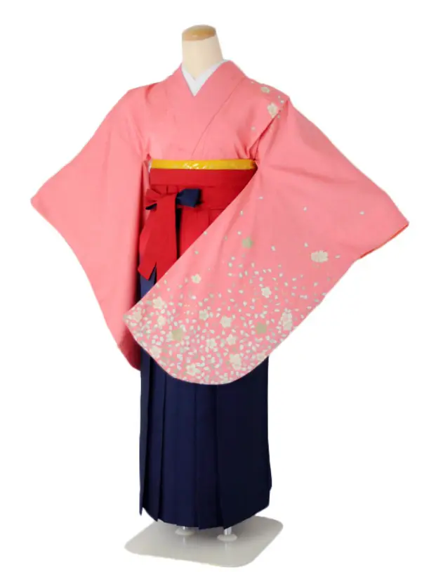 小学生卒業式袴女児 チラシピンク×赤ぼかし紺 N042