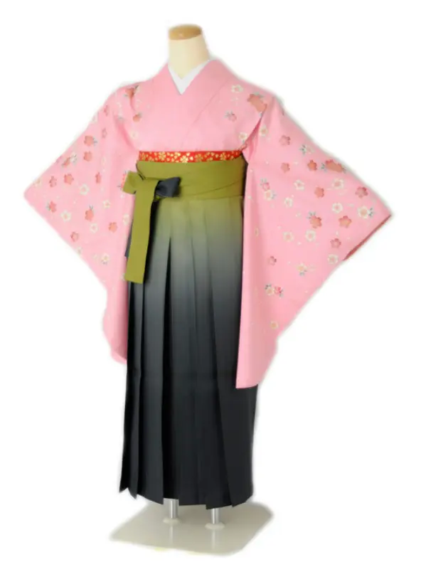 小学生卒業式袴女児c158パステルピンク×若草ぼかし