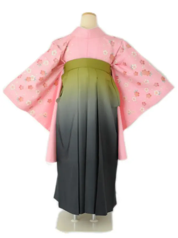 小学生卒業式袴女児 パステルピンク×若草ぼかし N045