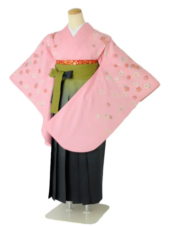 小学生卒業式袴女児 パステルピンク×若草ぼかし N045