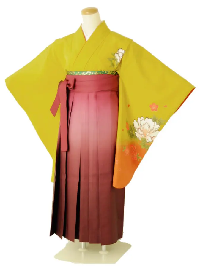 小学生卒業式袴女児c173からしぼたん桜×ワインぼかし