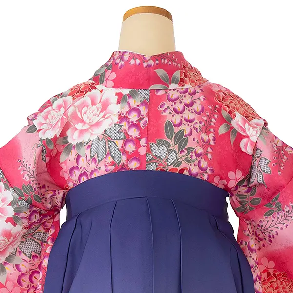 小学生卒業式袴女児 ピンク藤に菊×ブルーぼかし N062