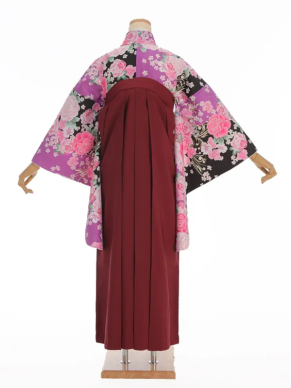小学生卒業式袴レンタル 紫 薔薇×えんじ袴 Z367