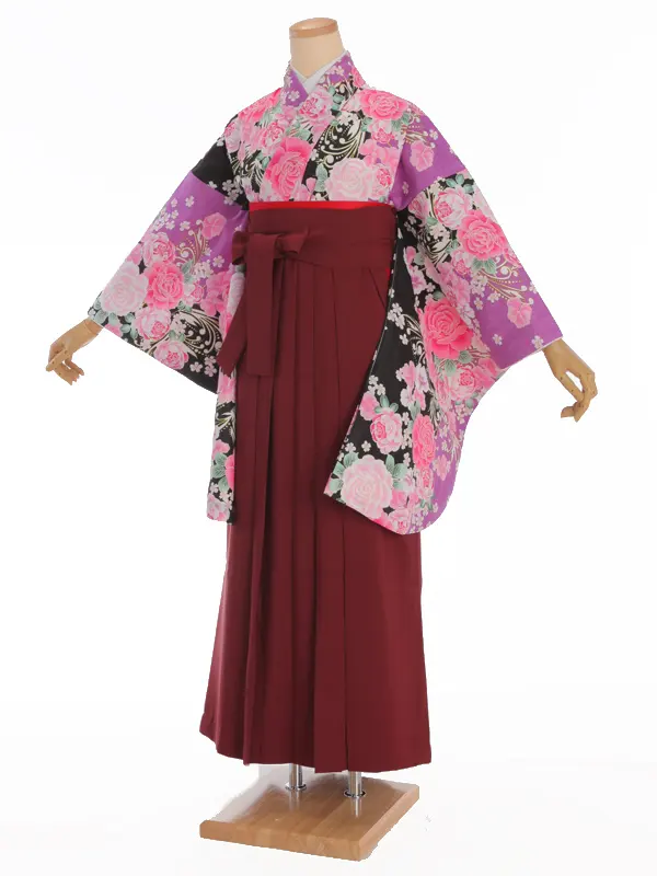 小学生卒業式袴レンタル 紫 薔薇×えんじ袴 Z367