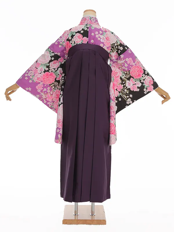 小学生卒業式袴レンタル 紫 薔薇×紫袴 Z368