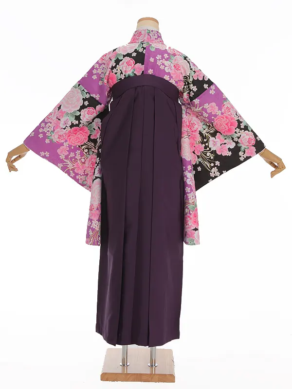 小学生卒業式袴レンタル 紫 薔薇×紫袴 ZZ369