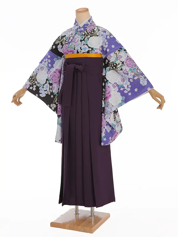 小学生卒業式袴レンタル 紫 薔薇×紫袴 Z370