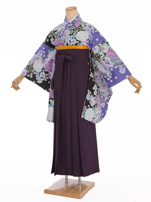 小学生卒業式袴レンタル 紫 薔薇×紫袴 Z370