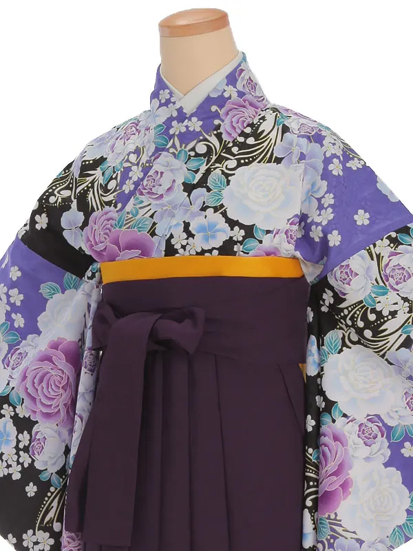 小学生卒業式袴レンタル 紫 薔薇×紫袴 Z370
